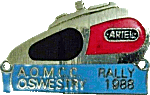 Ariel Oswestry motorcycle rally badge from Jean-Francois Helias