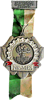 Nismes motorcycle rally badge from Jean-Francois Helias