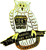Ramblin Wheels Hoot Owl motorcycle run badge from Jean-Francois Helias