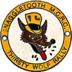 Thirsty Wolf motorcycle rally badge from Dave Cooper