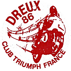 Triumph Dreux motorcycle rally badge from Jeff Laroche