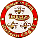 Triumph Mancunian motorcycle rally badge from Jean-Francois Helias