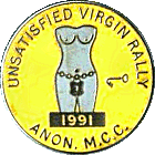 Unsatisfied Virgin motorcycle rally badge from Heather MacGregor