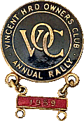 Vincent OC motorcycle rally badge from Jean-Francois Helias