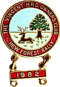 Vincent OC New Forest motorcycle rally badge from Jean-Francois Helias