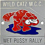Wet Pussy motorcycle rally badge from Jean-Francois Helias