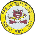 Wobbly Wolf motorcycle rally badge from Lone Wolf
