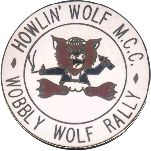 Wobbly Wolf motorcycle rally badge from Lone Wolf