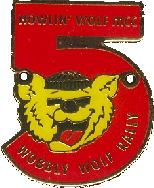 Wobbly Wolf motorcycle rally badge from Lone Wolf